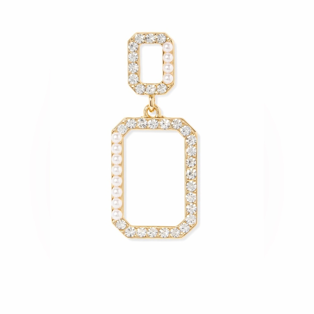 Tuckernuck Square Pearl and Crystal Drop Earrings - Picture 7 of 7